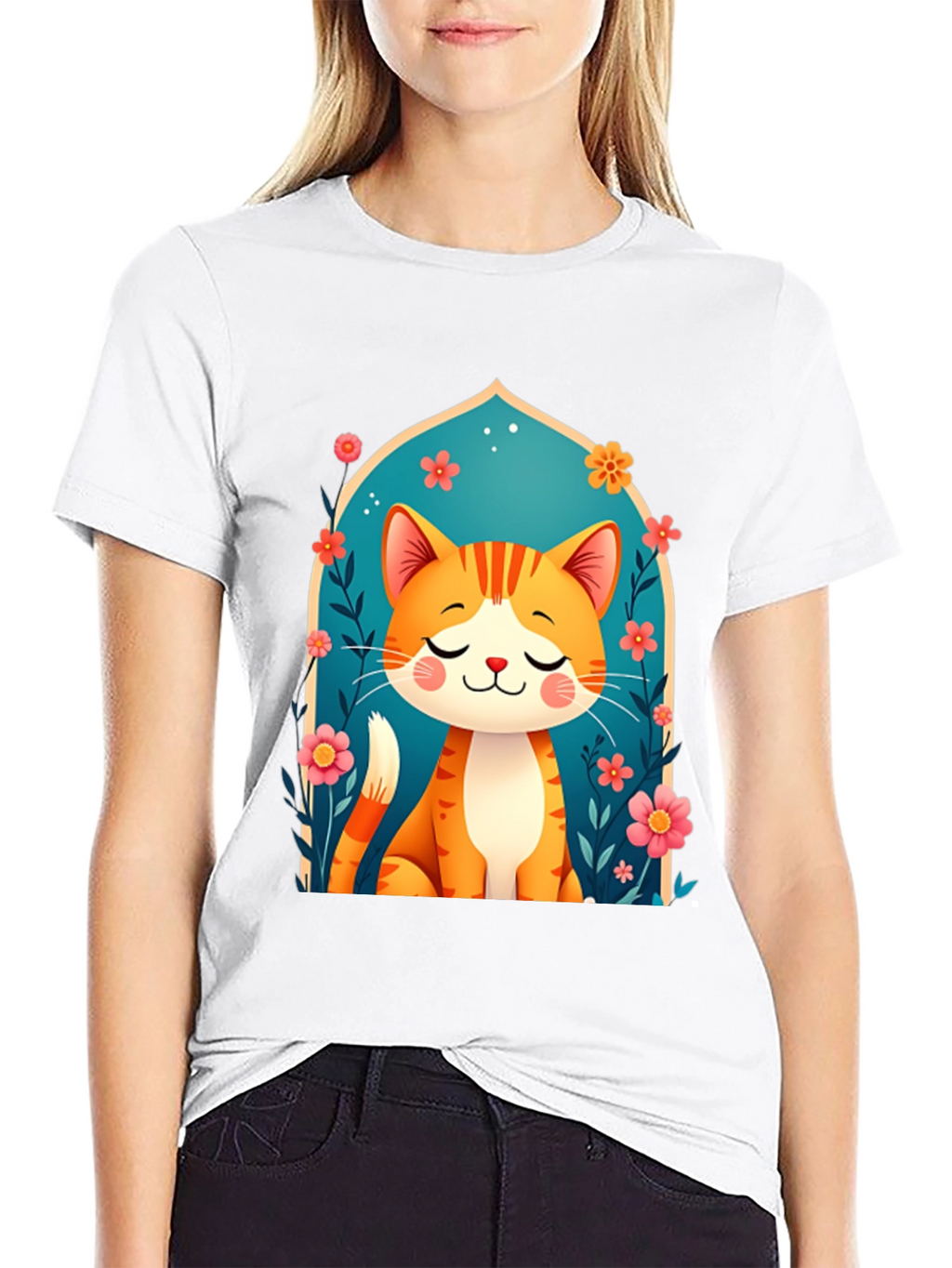 Cute Cat Graphic Tee - Unisex Black T-Shirt