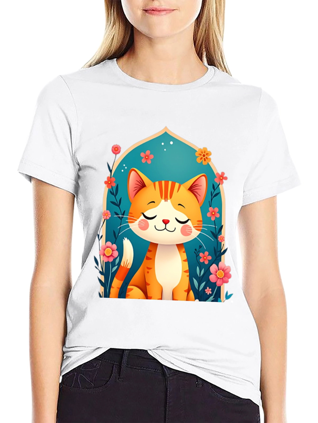 Cute Cat Graphic Tee - Unisex Black T-Shirt