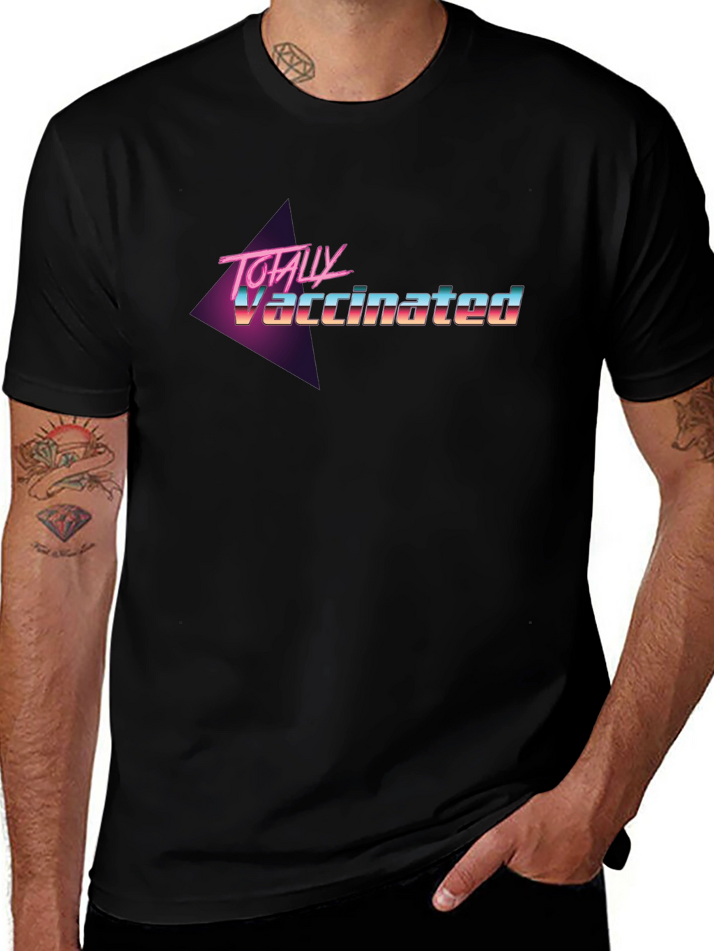 Totally Vaccinated Retro T-Shirt - Black