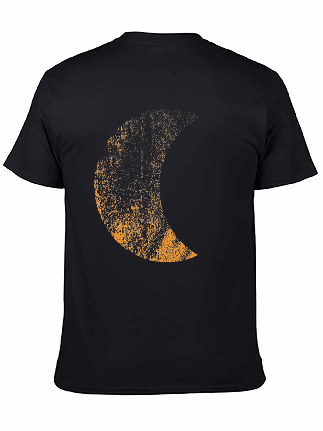 Mens Black T-Shirt with Distressed Moon Graphic