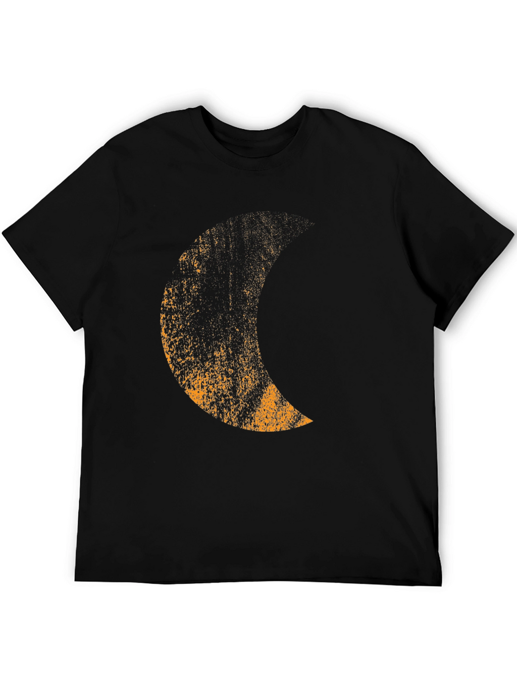 Mens Black T-Shirt with Distressed Moon Graphic