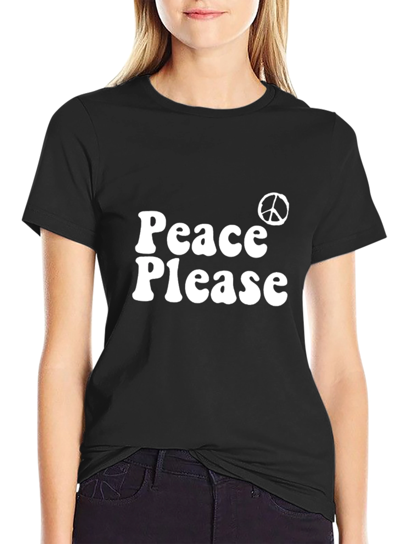 Peace Please Graphic Tee - Black