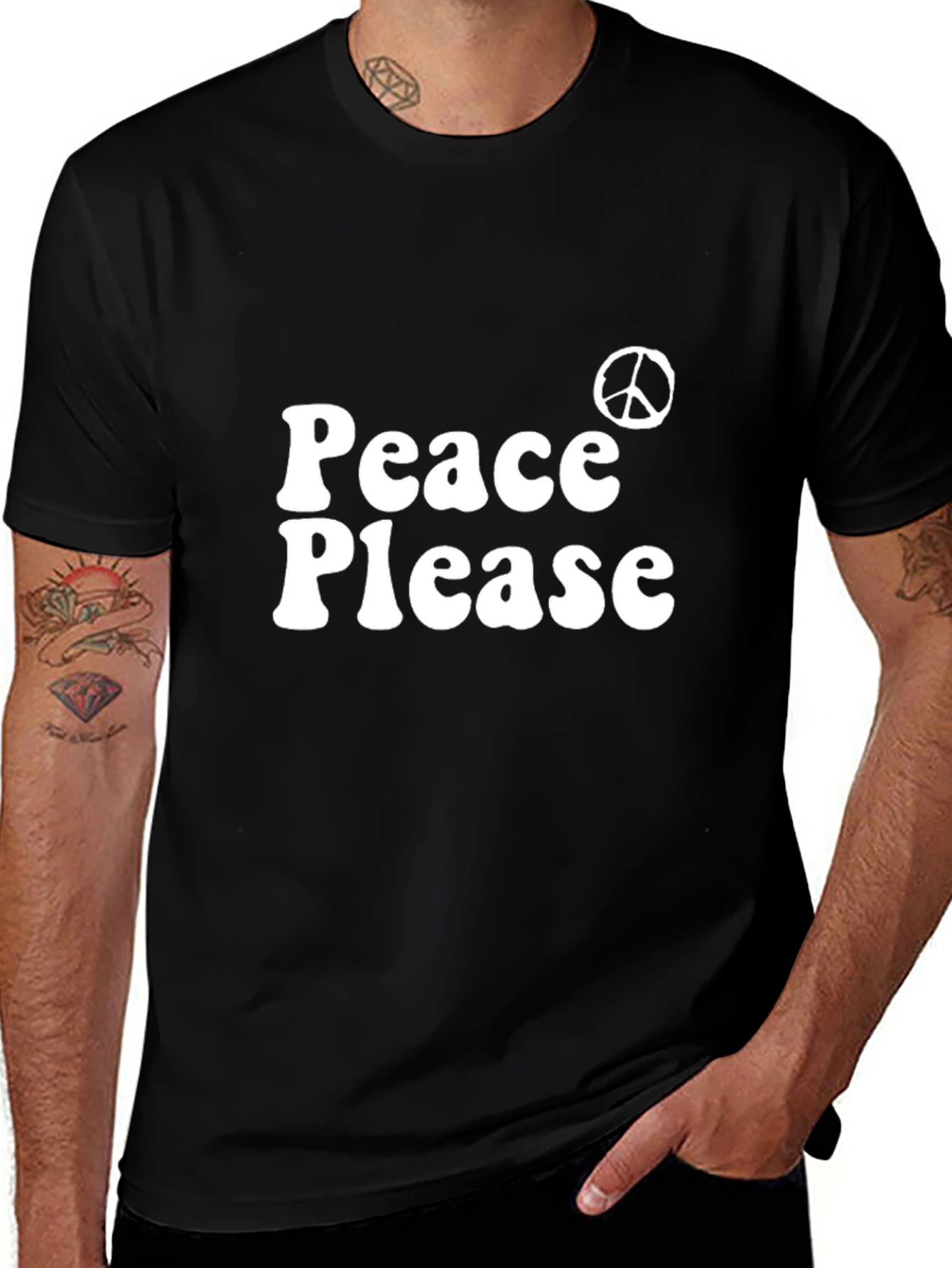 Peace Please Graphic Tee - Black