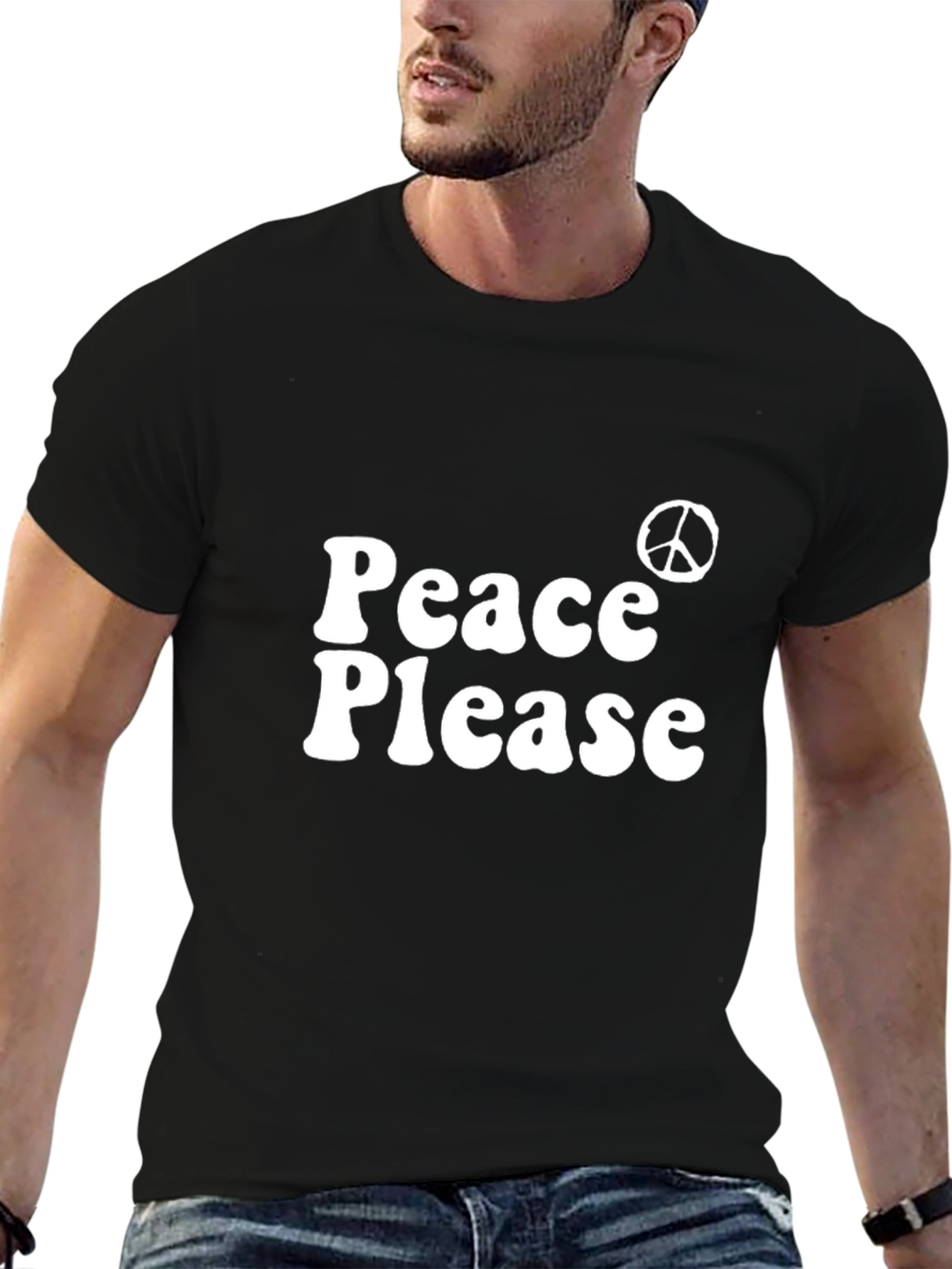 Peace Please Graphic Tee - Black