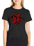 Red Fire Tiger Graphic Black T-Shirt