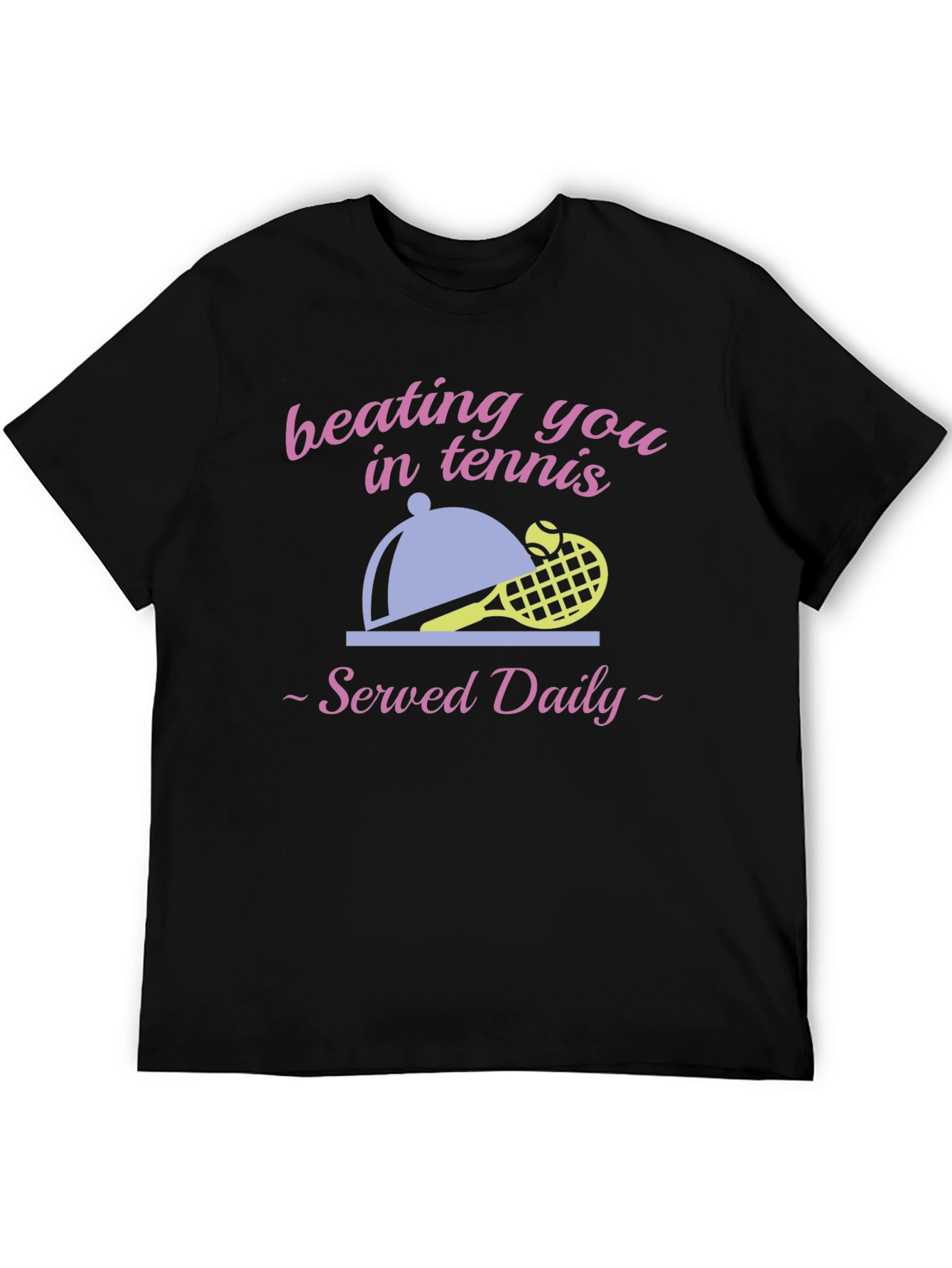 Beating You in Tennis Black Graphic T-Shirt