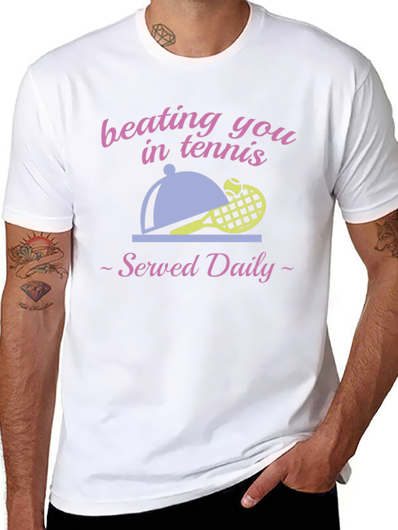 Beating You in Tennis Black Graphic T-Shirt