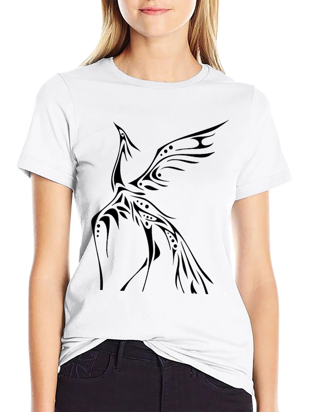 Tribal Phoenix Graphic Tee - Stylish Black T-Shirt