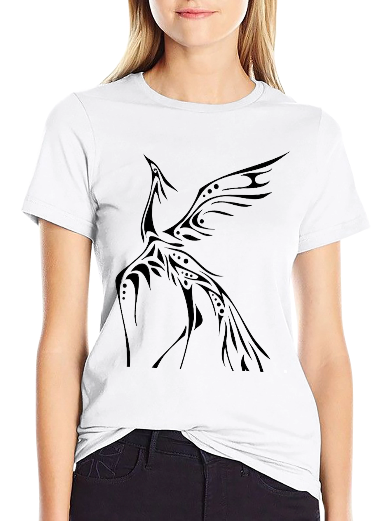 Tribal Phoenix Graphic Tee - Stylish Black T-Shirt