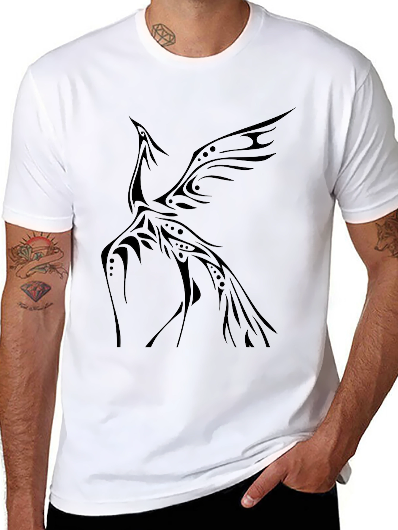 Tribal Phoenix Graphic Tee - Stylish Black T-Shirt