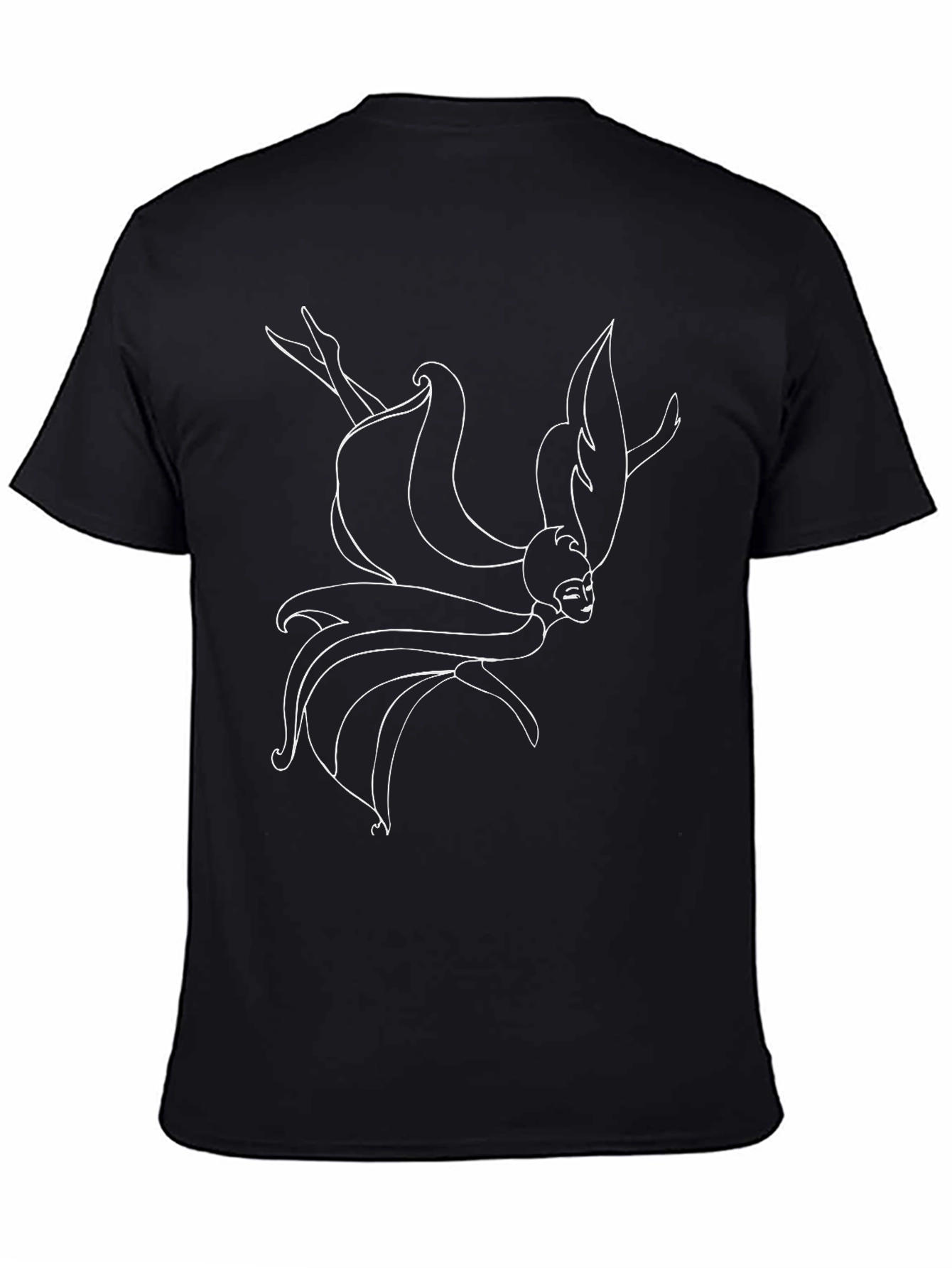 Abstract Fairy Line Art Black T-Shirt
