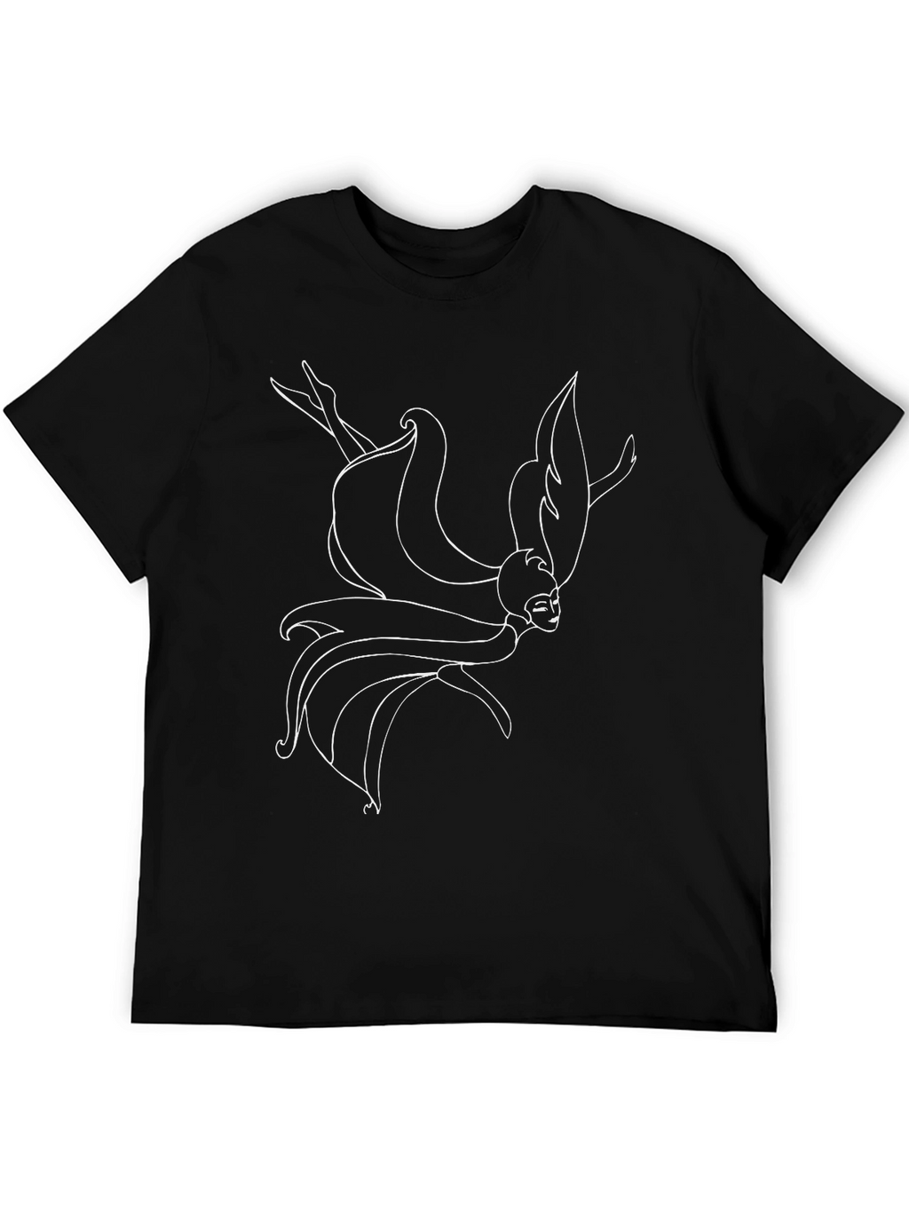Abstract Fairy Line Art Black T-Shirt