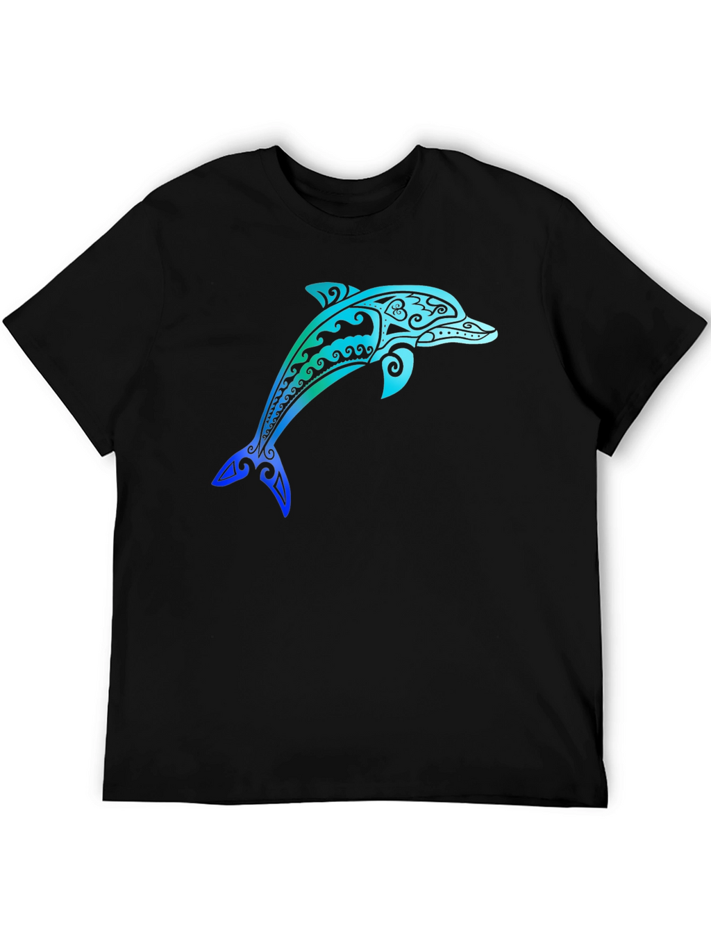 Tribal Dolphin Graphic Tee - Stylish Black T-Shirt