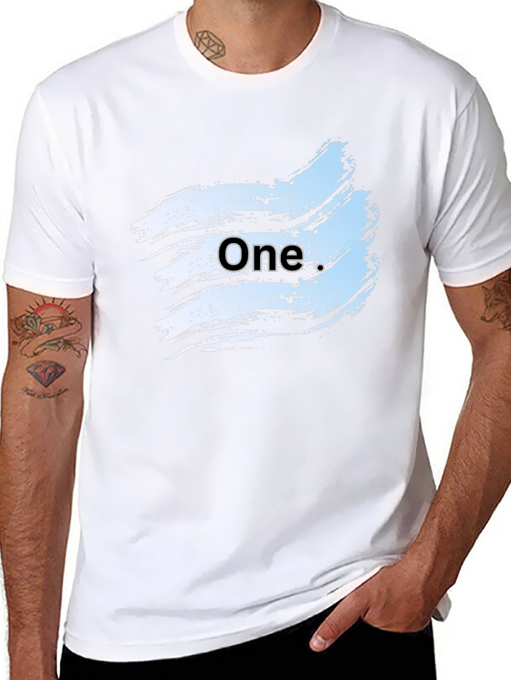 Mens Black Graphic Tee - One Brush Stroke Design