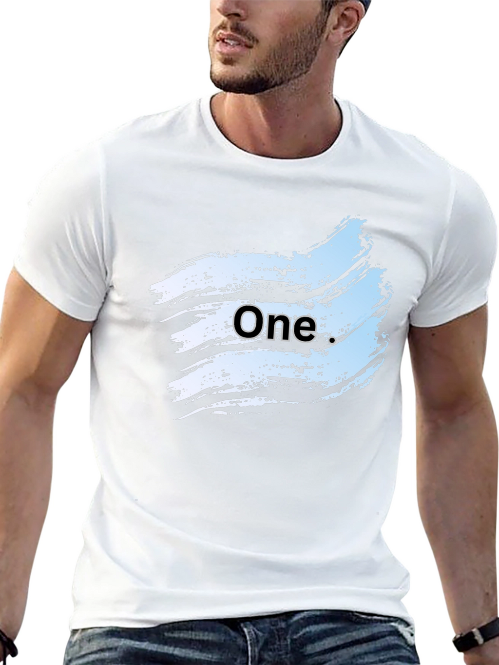 Mens Black Graphic Tee - One Brush Stroke Design