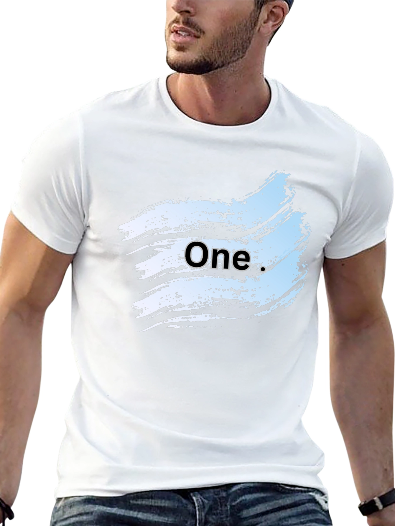 Mens Black Graphic Tee - One Brush Stroke Design