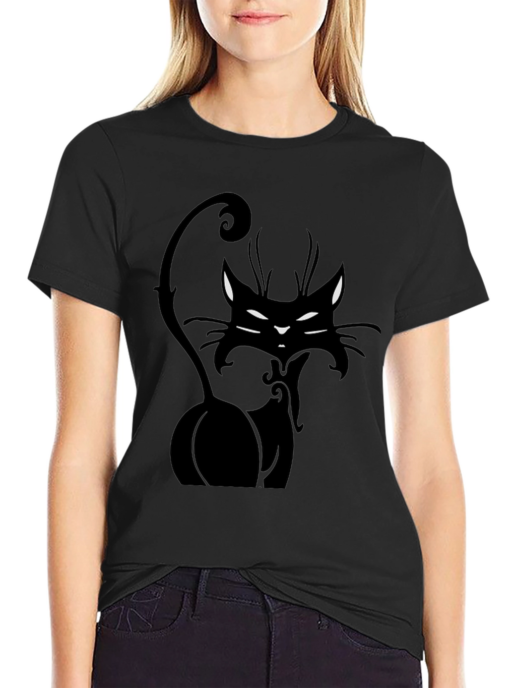 Black Cat Graphic Tee - Stylish Mens T-Shirt