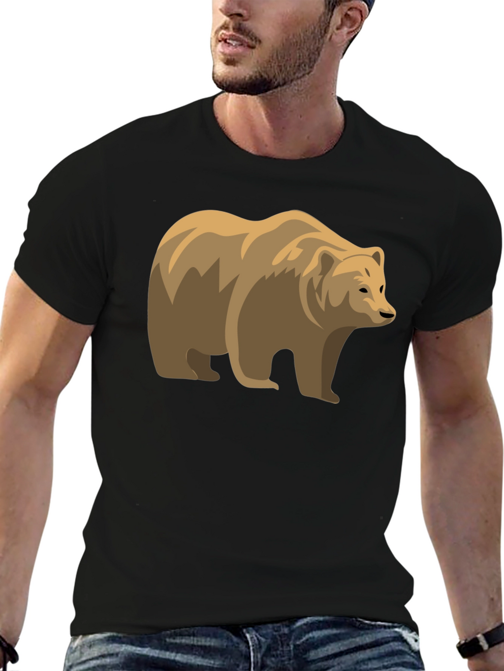 Bear Graphic Black Tee - Stylish Wildlife Shirt