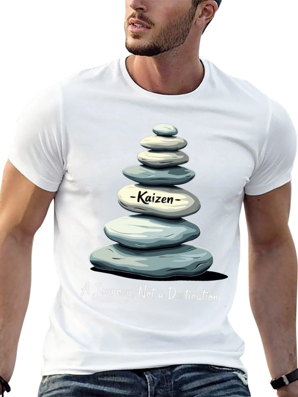 Kaizen Stone Stack T-Shirt - Journey Not Destination