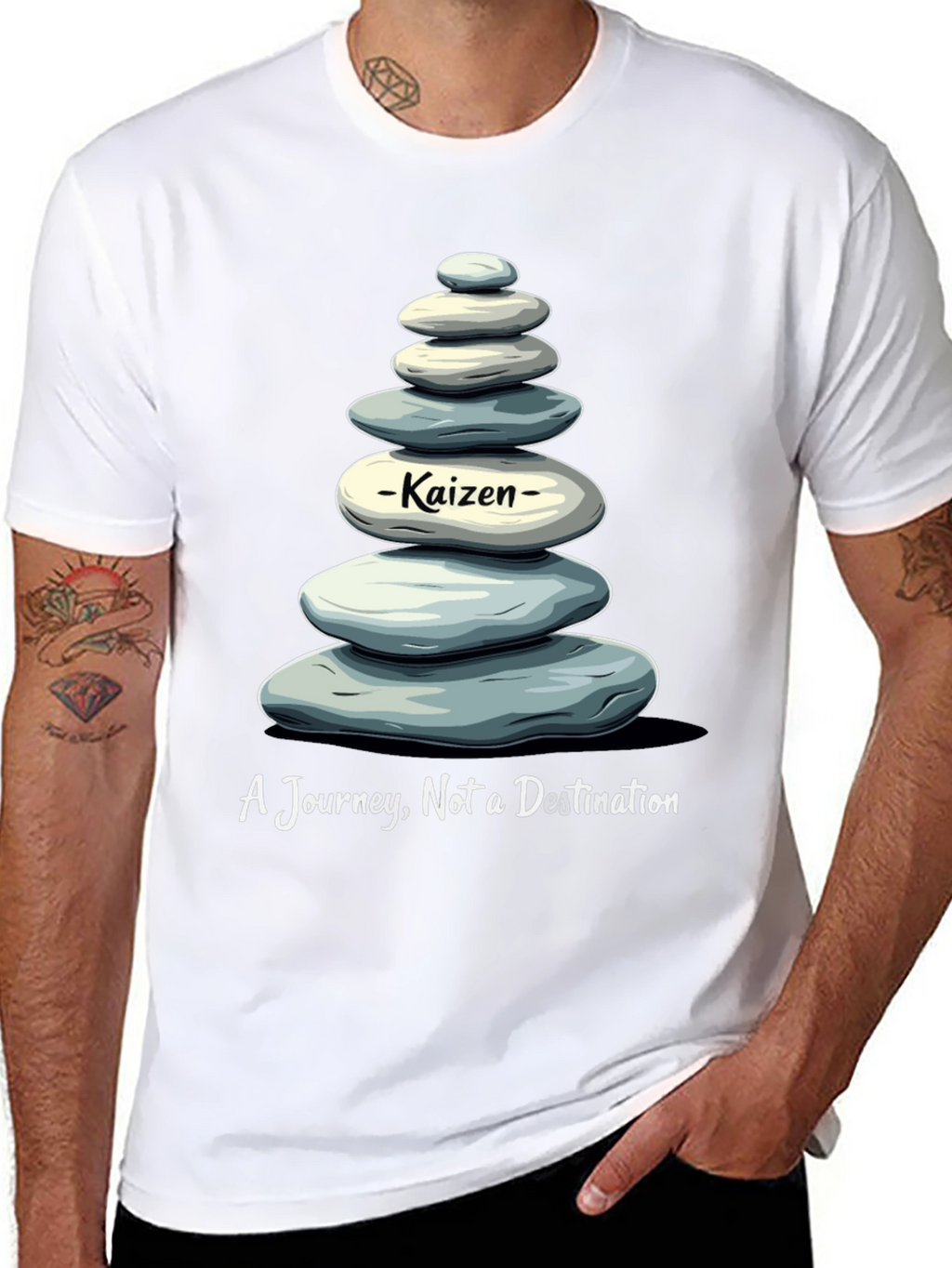 Kaizen Stone Stack T-Shirt - Journey Not Destination