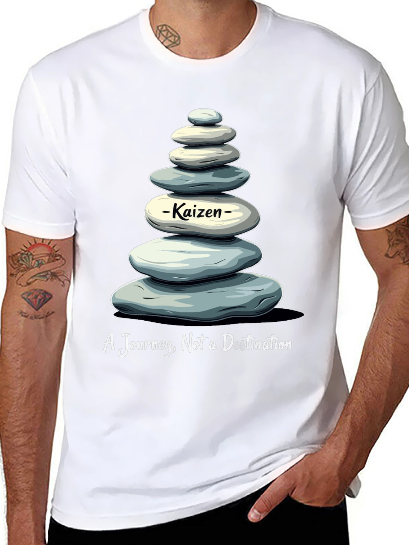 Kaizen Stone Stack T-Shirt - Journey Not Destination