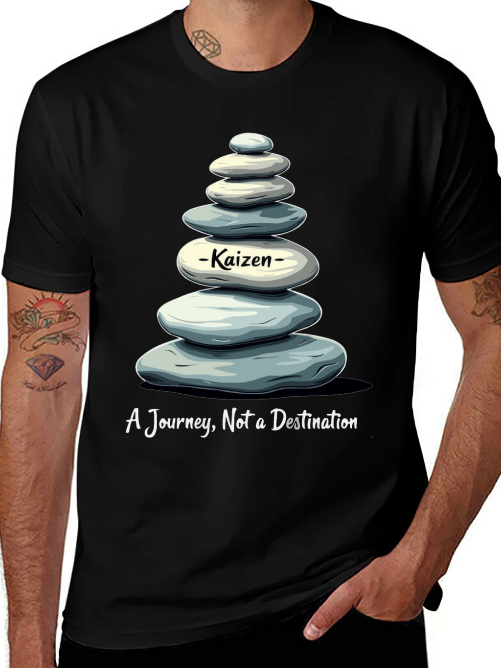 Kaizen Stone Stack T-Shirt - Journey Not Destination