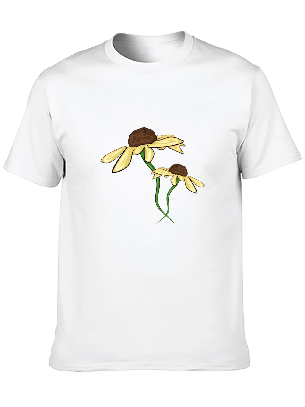 Black T-Shirt with Floral Daisy Graphic Design