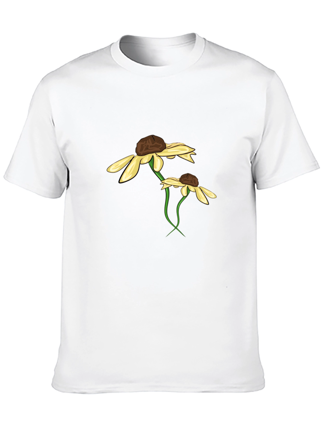 Black T-Shirt with Floral Daisy Graphic Design