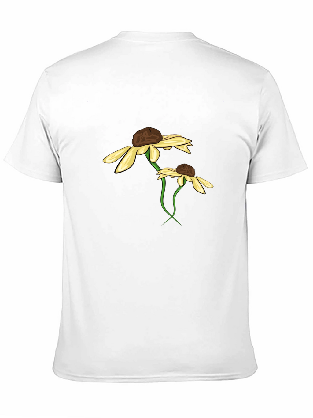 Black T-Shirt with Floral Daisy Graphic Design