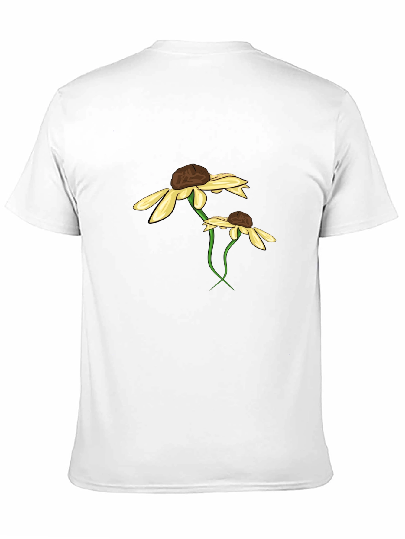 Black T-Shirt with Floral Daisy Graphic Design