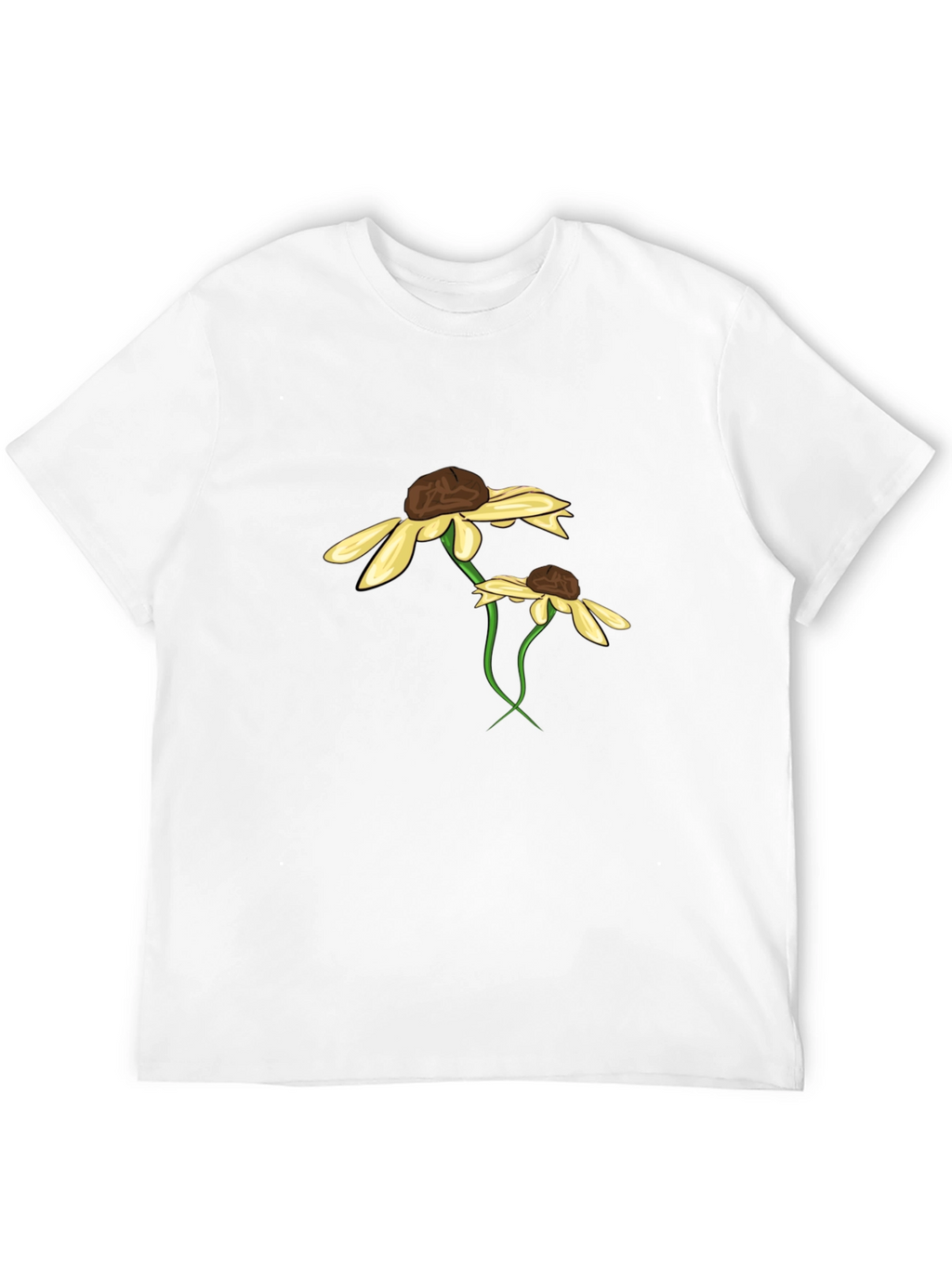 Black T-Shirt with Floral Daisy Graphic Design