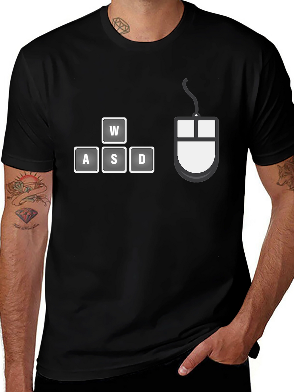 Gamer T-Shirt - WASD Keys & Mouse Design