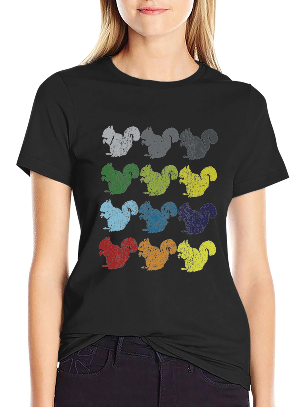 Colorful Squirrel Pattern T-Shirt