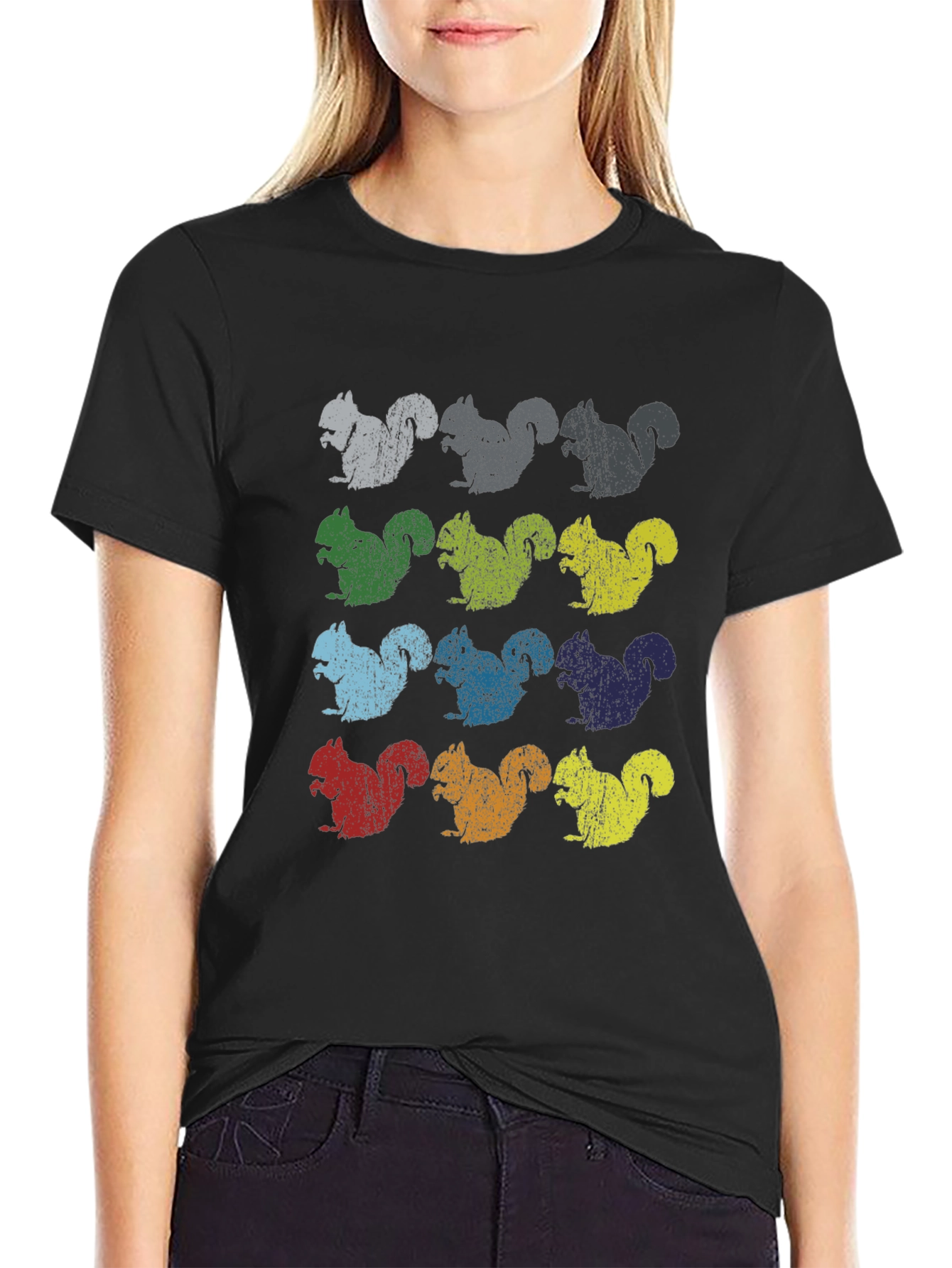 Colorful Squirrel Pattern T-Shirt