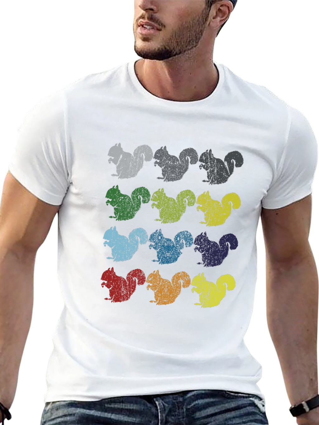 Colorful Squirrel Pattern T-Shirt