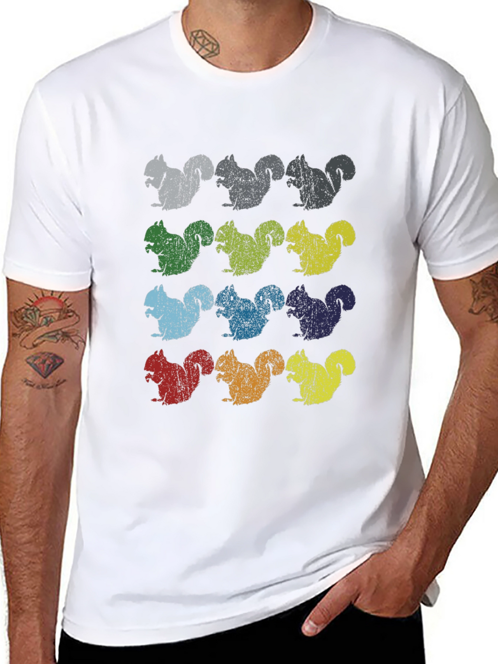 Colorful Squirrel Pattern T-Shirt