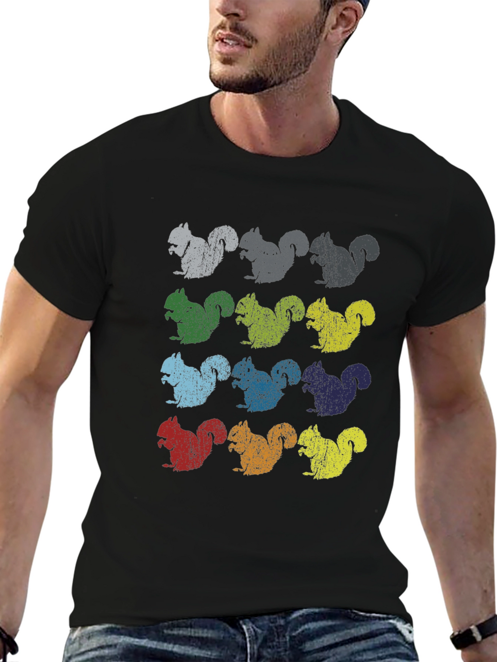 Colorful Squirrel Pattern T-Shirt