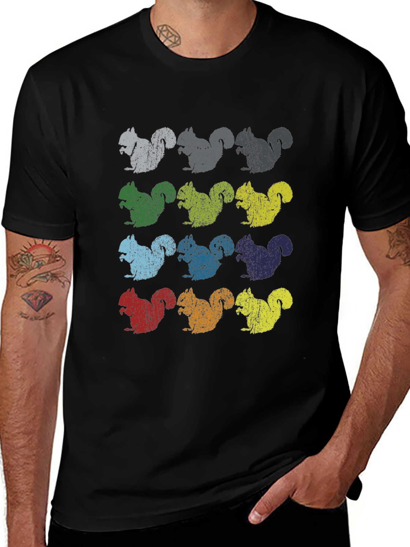 Colorful Squirrel Pattern T-Shirt