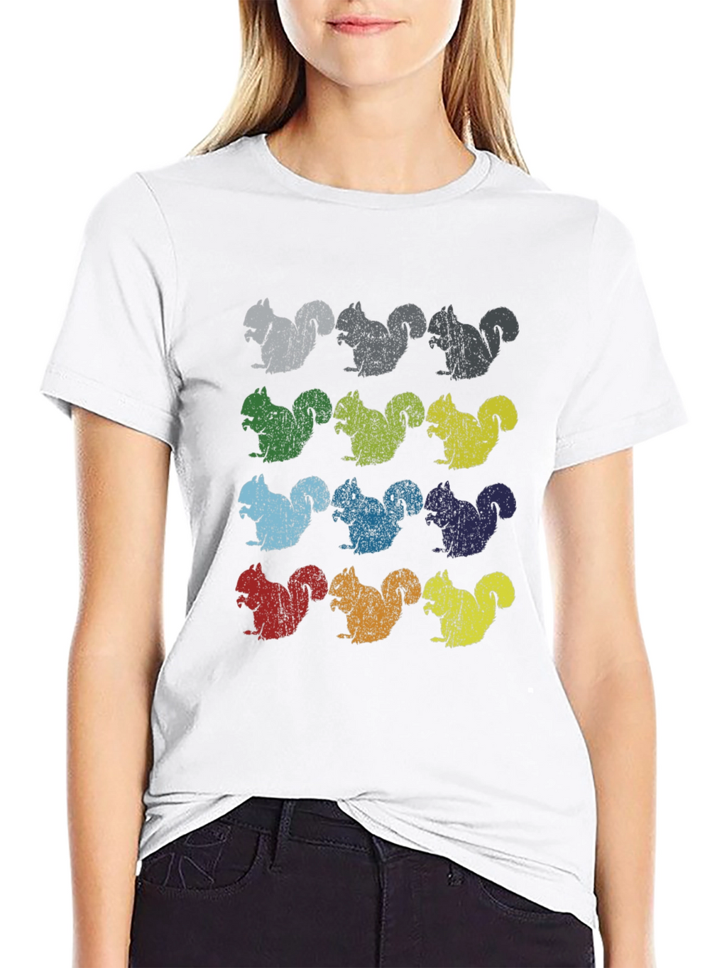 Colorful Squirrel Pattern T-Shirt