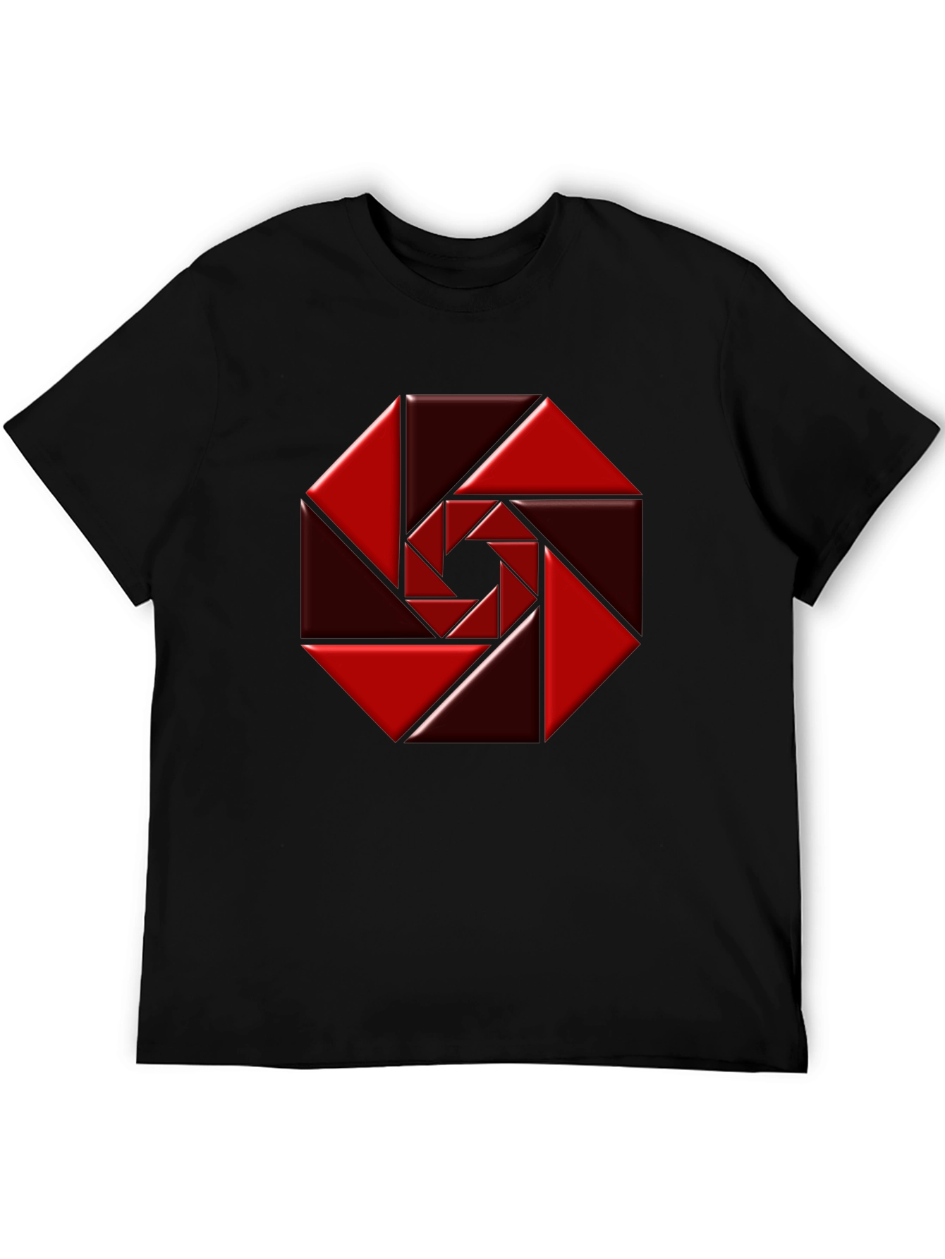 Geometric Red Octagon Graphic Tee - Modern Style