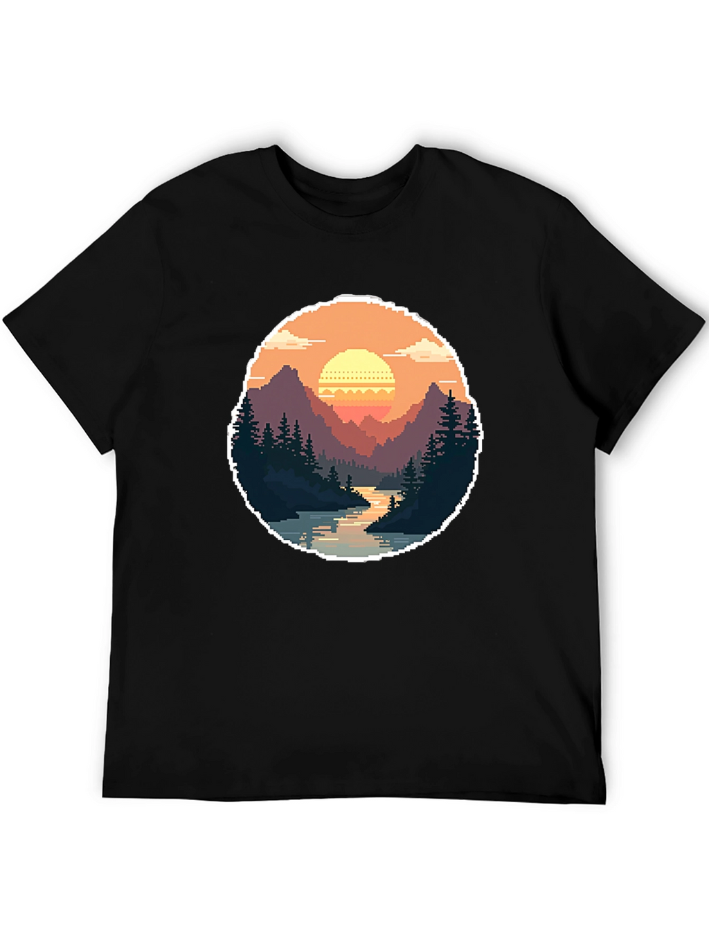 Pixel Art Landscape Tee - Retro Gaming Style Shirt