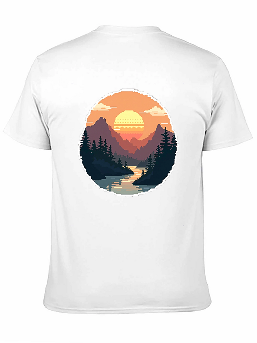 Pixel Art Landscape Tee - Retro Gaming Style Shirt