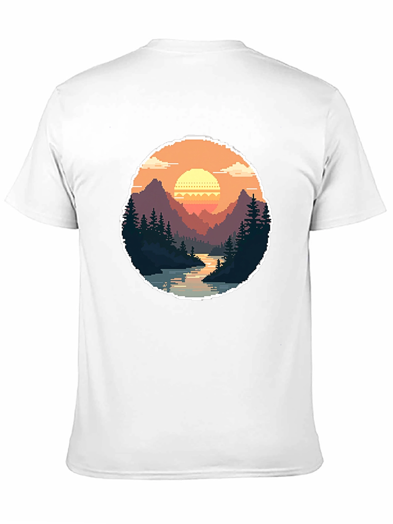 Pixel Art Landscape Tee - Retro Gaming Style Shirt