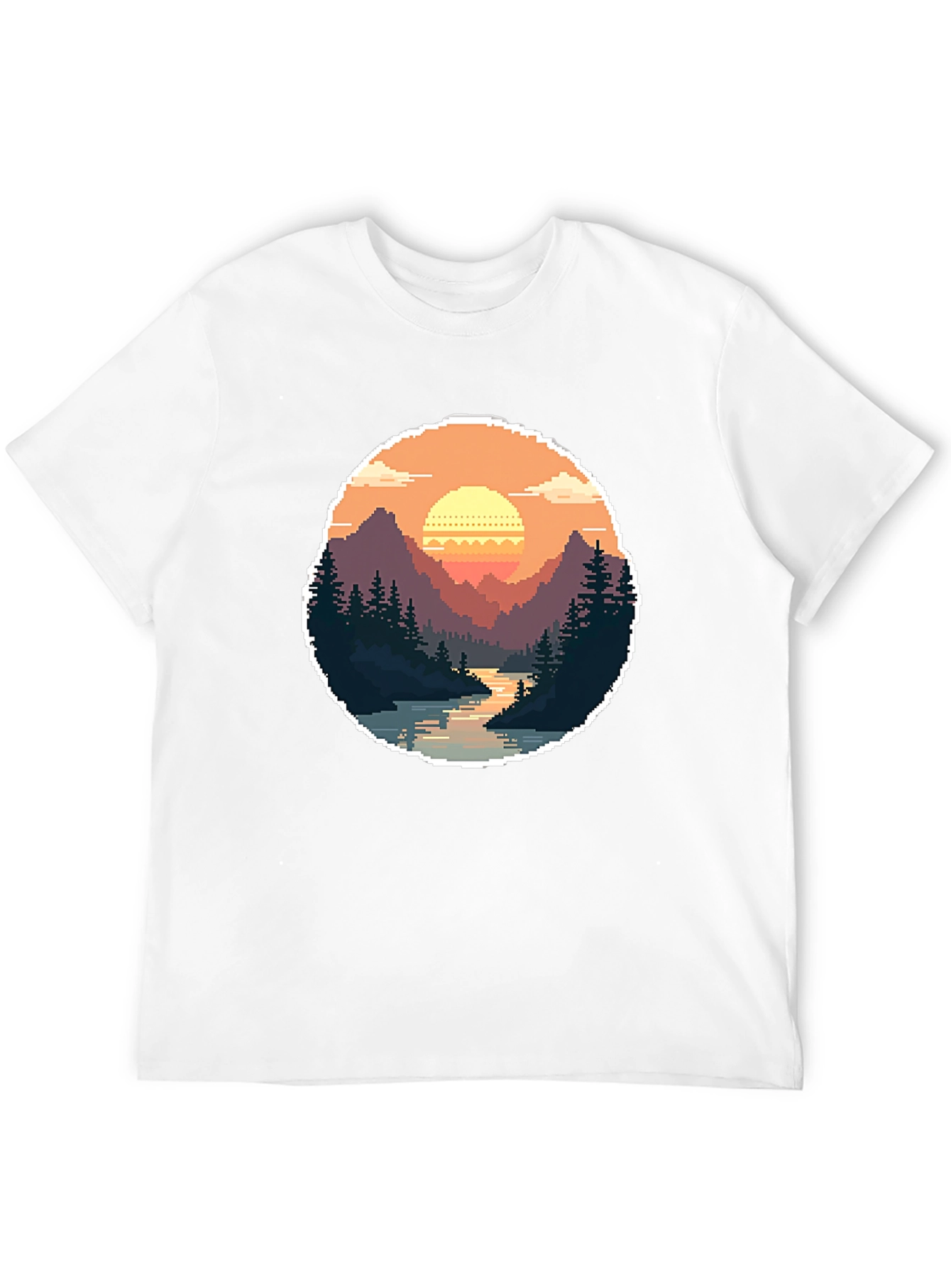 Pixel Art Landscape Tee - Retro Gaming Style Shirt