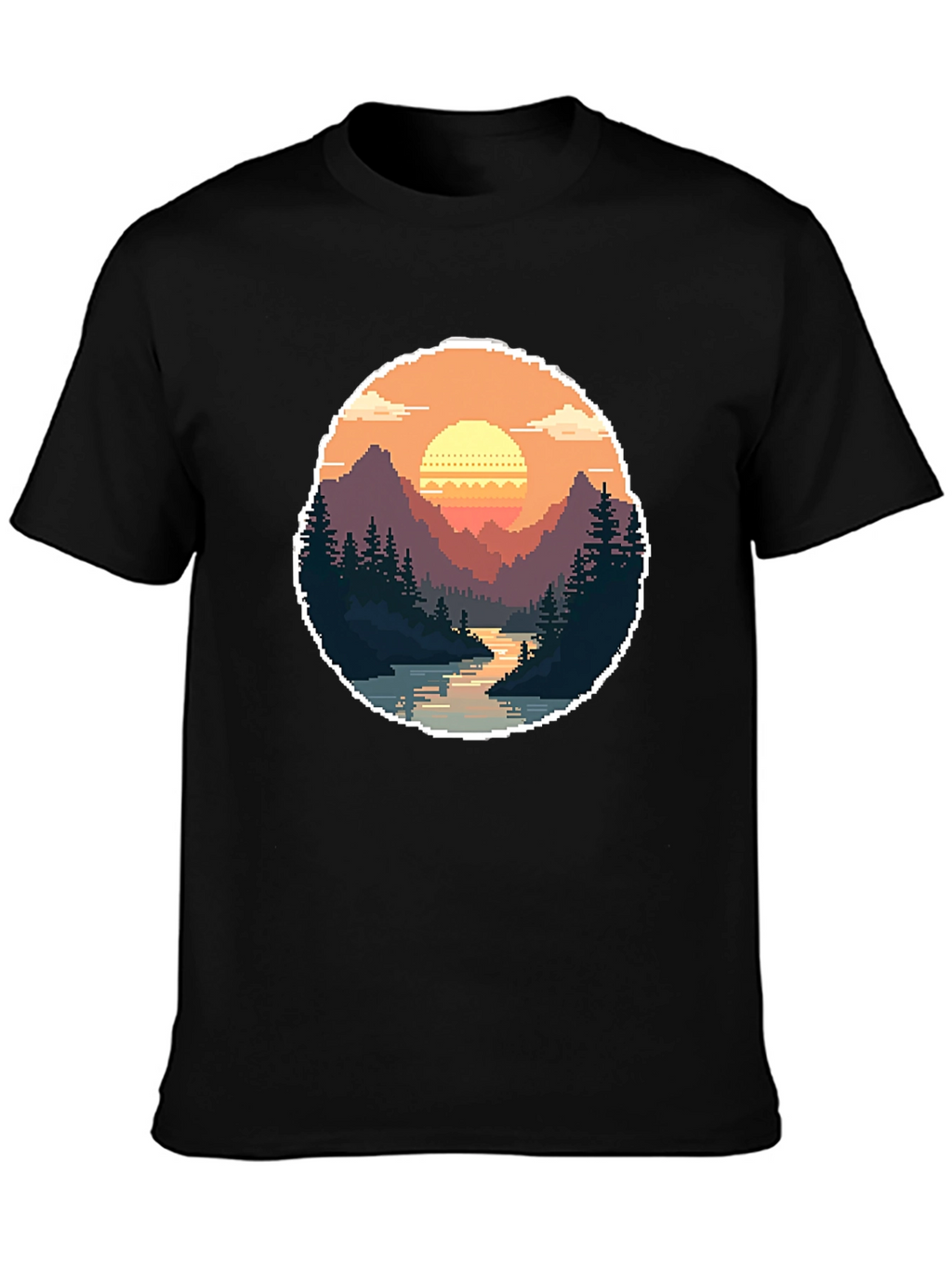 Pixel Art Landscape Tee - Retro Gaming Style Shirt