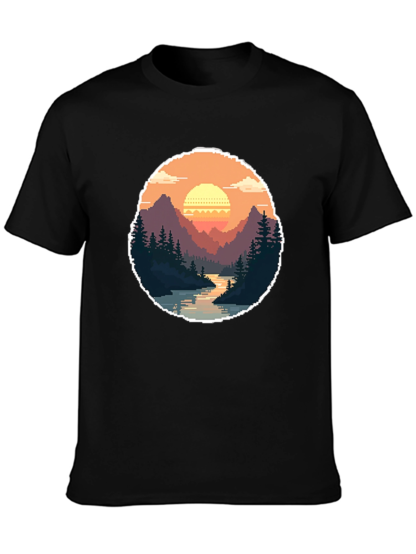 Pixel Art Landscape Tee - Retro Gaming Style Shirt