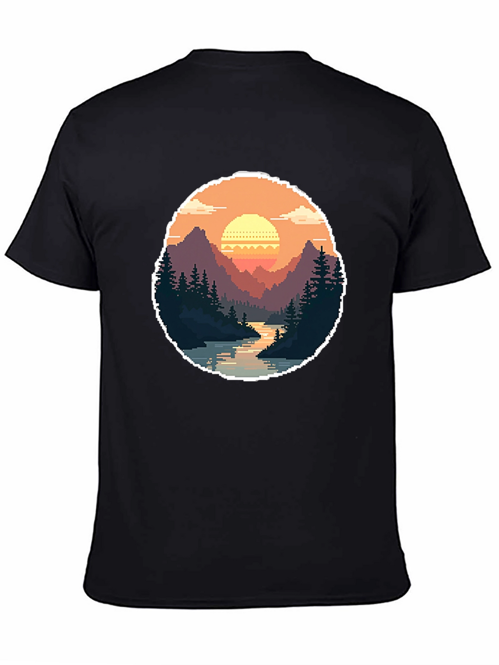 Pixel Art Landscape Tee - Retro Gaming Style Shirt