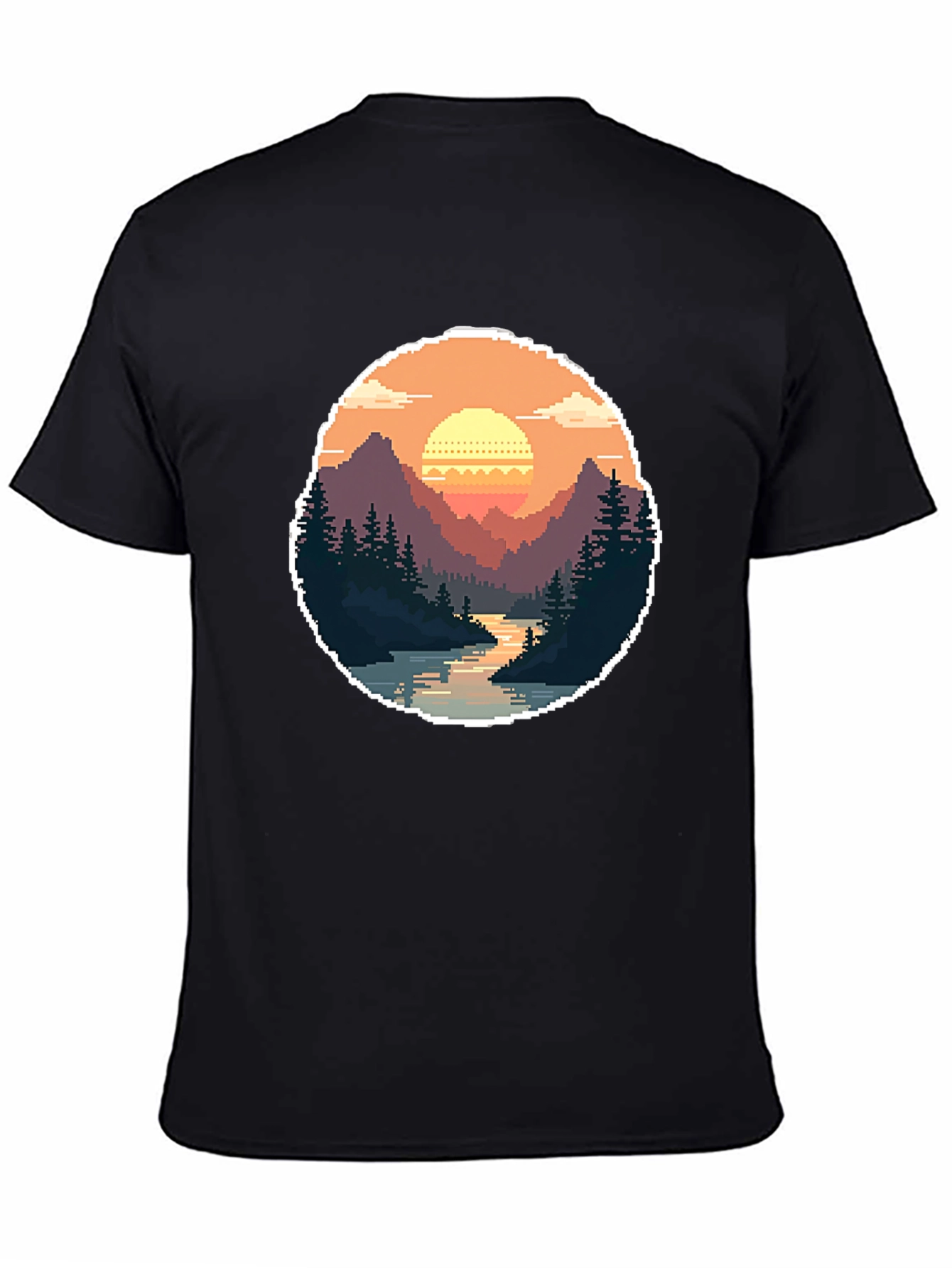 Pixel Art Landscape Tee - Retro Gaming Style Shirt