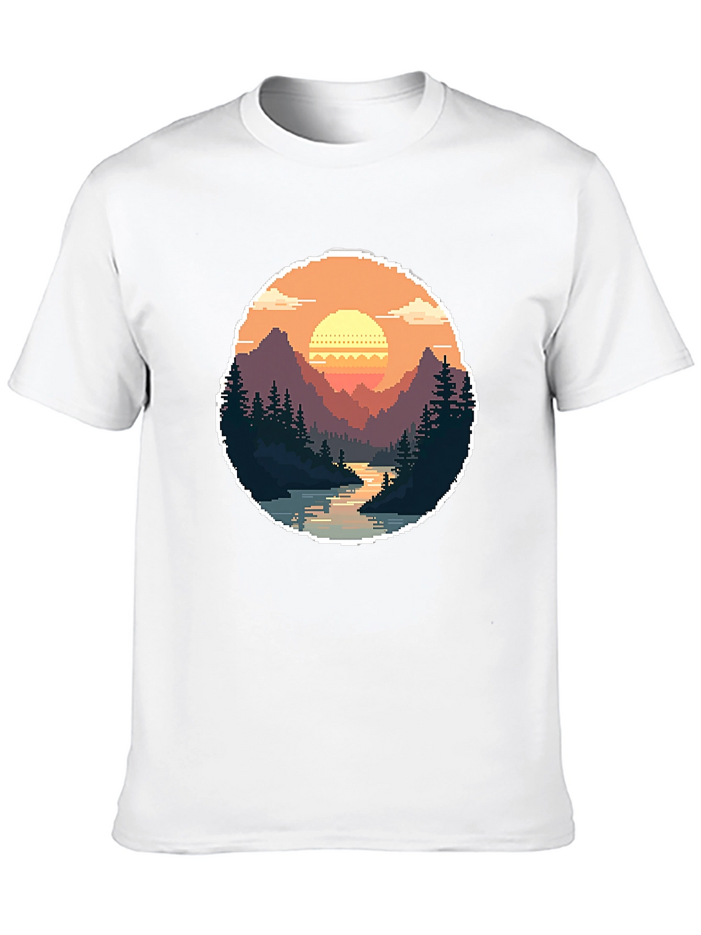 Pixel Art Landscape Tee - Retro Gaming Style Shirt