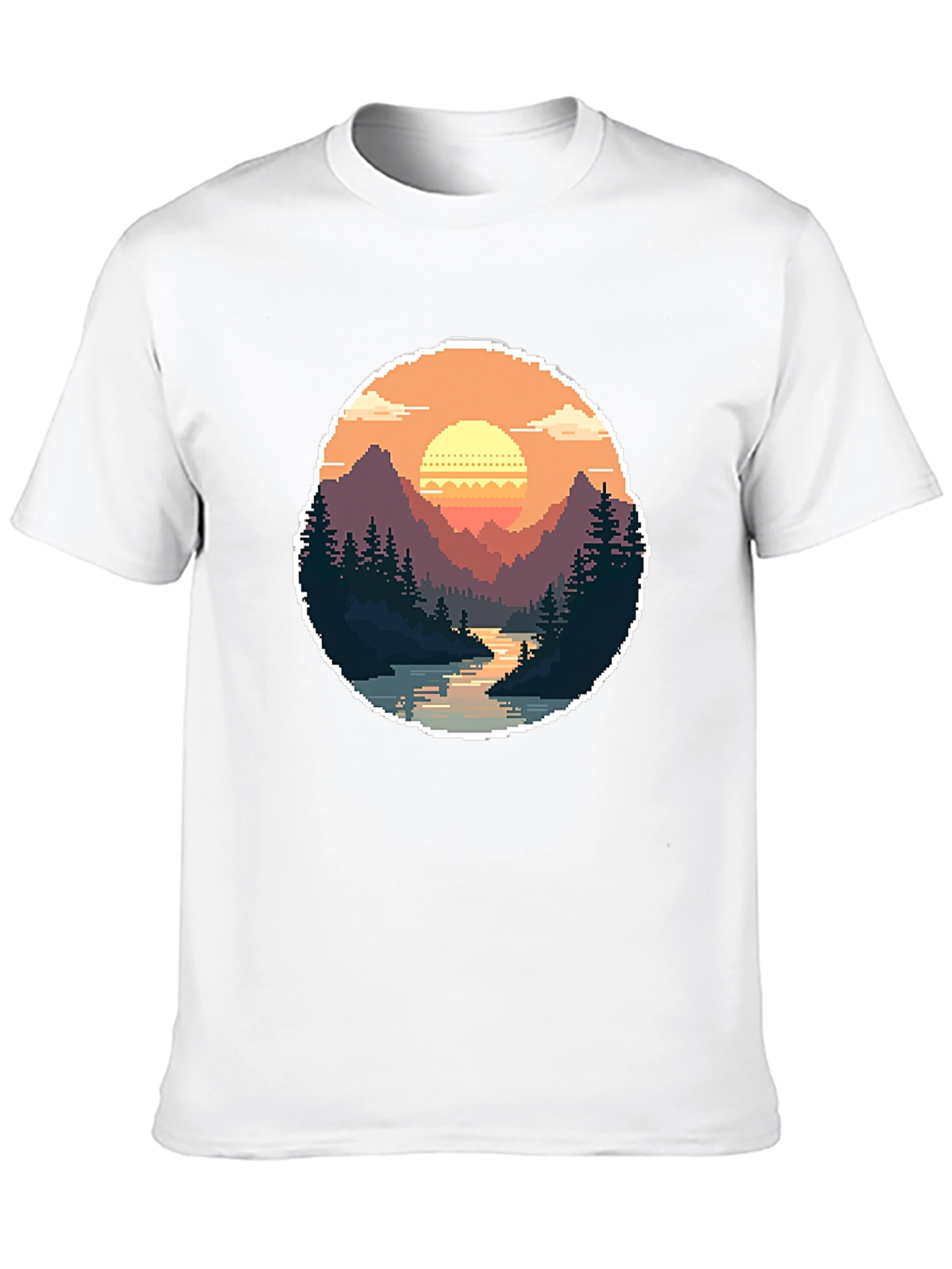 Pixel Art Landscape Tee - Retro Gaming Style Shirt